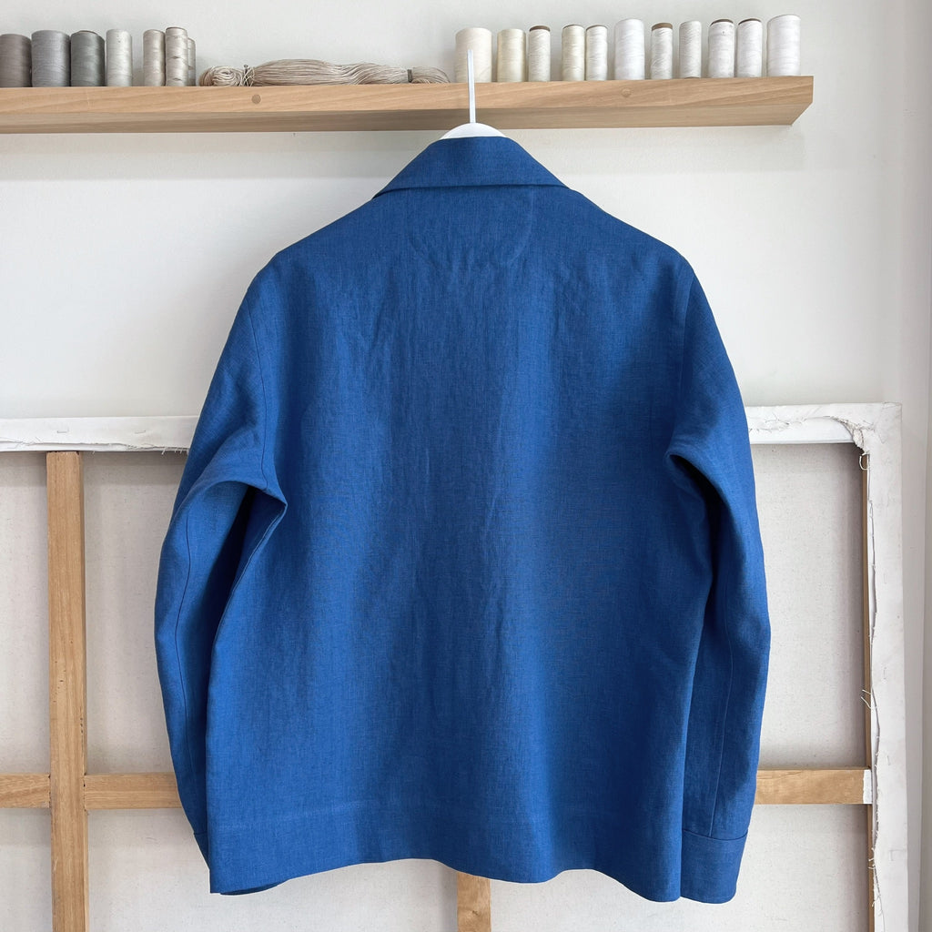 French Blue Linen Camp Shirt