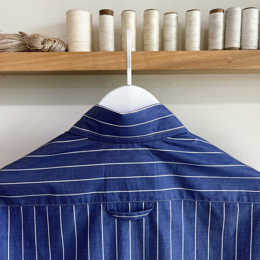 Azure Stripe Cotton Button Down Dress Shirt