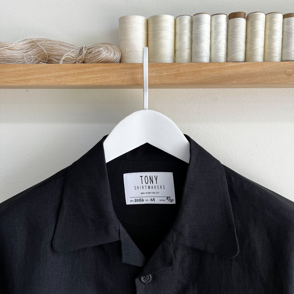 Black Linen Camp Shirt