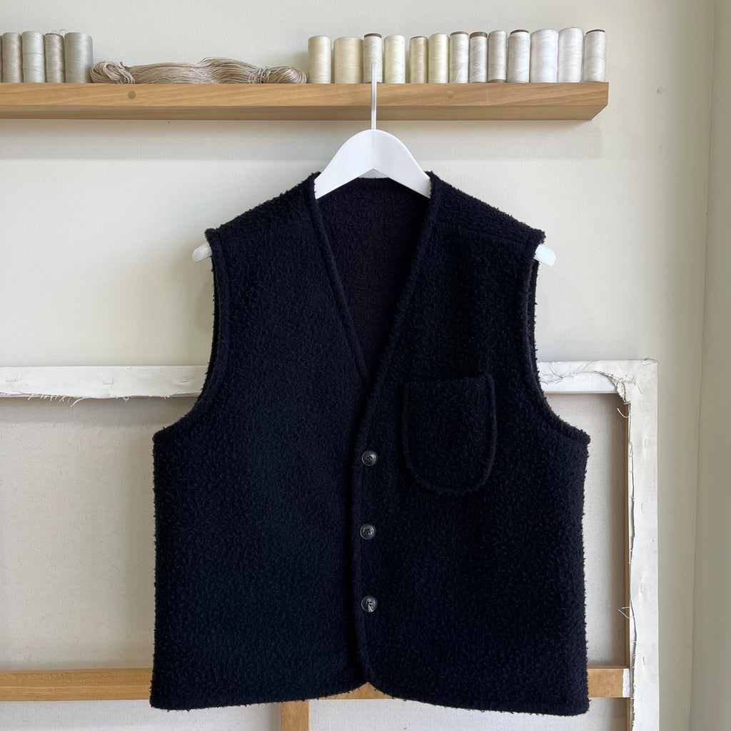 Midnight Navy / Black Reversible Casentino Wool Vest