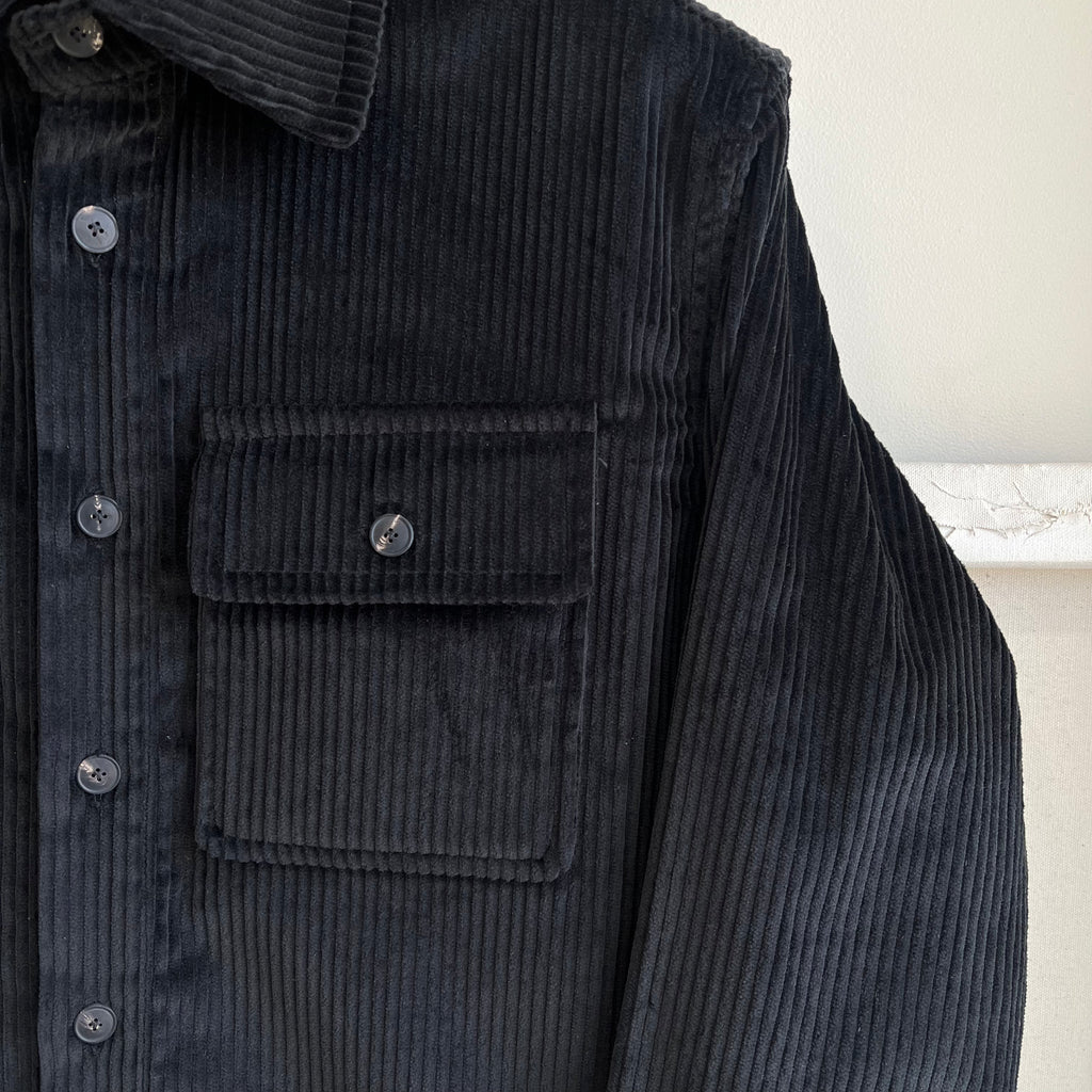 Black Wide Wale Corduroy Overshirt